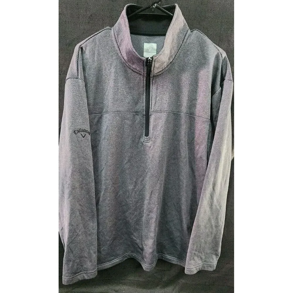 Callaway Midweight Waffle Knit Fleece 1/4 Zip Golf‎ Sweater XL Grey pullover